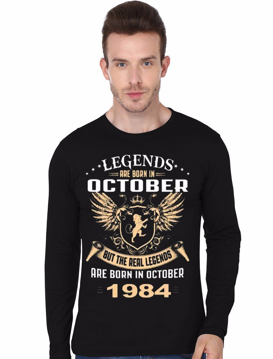 Legends Are Born In October 1984 Black Full Sleeve T-Shirt Hoodie, Sweatshirt | CoreVibeTees.com