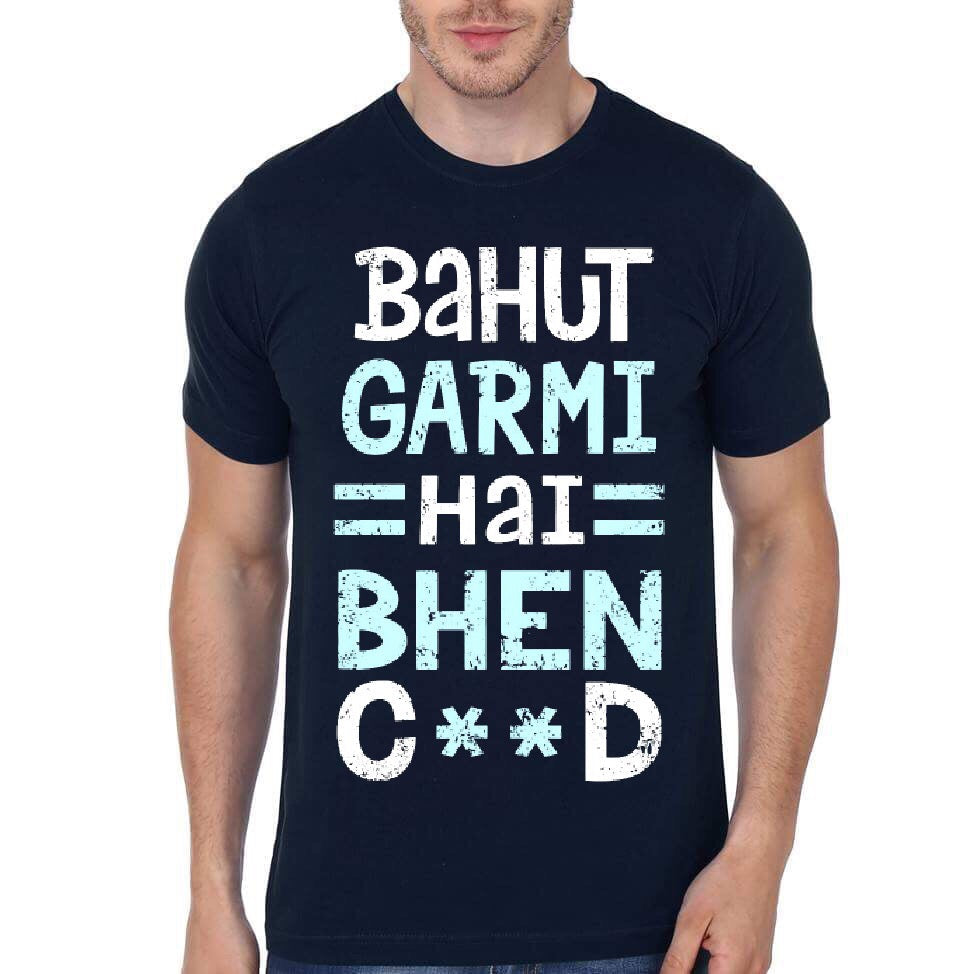 Bahut Garmi Hai Bhenchod Navy Blue T-Shirt Hoodie, Sweatshirt | CoreVibeTees.com