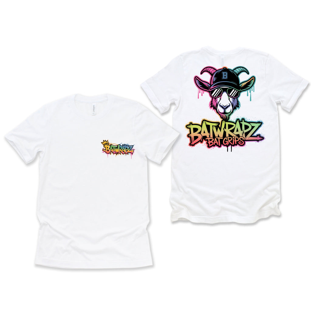 BatWrapz "Graffiti Goat" Adult Tee - White Hoodie, Sweatshirt | CoreVibeTees.com (Image 1)