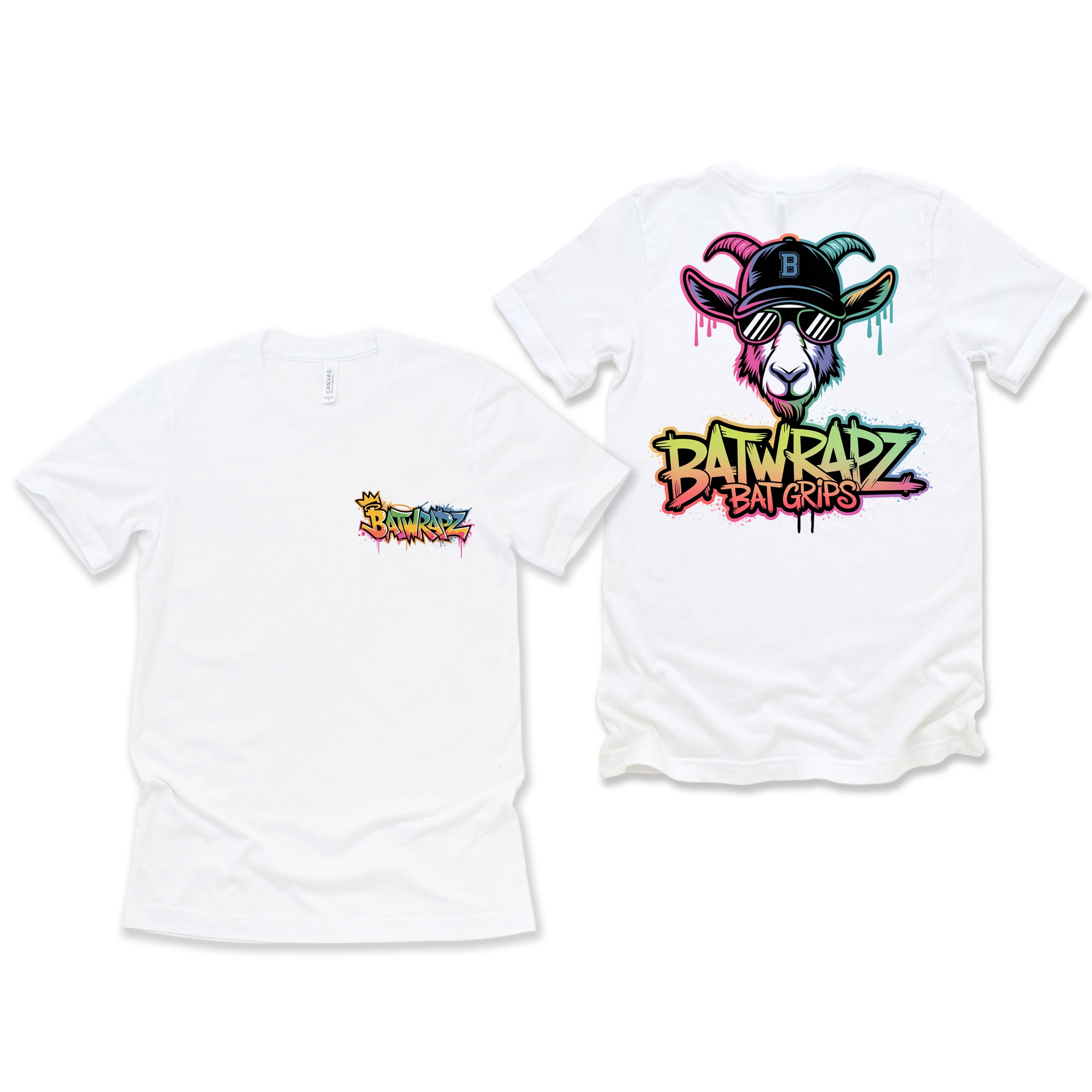 BatWrapz "Graffiti Goat" Adult Tee - White Hoodie, Sweatshirt | CoreVibeTees.com (Image 1)