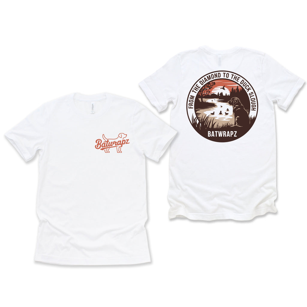 BatWrapz "The Duck Slough" Adult Tee - White Hoodie, Sweatshirt | CoreVibeTees.com (Image 1)