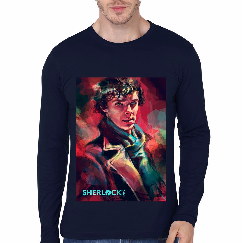 Sherlock Navy Blue Full Sleeve Tee Hoodie, Sweatshirt | CoreVibeTees.com