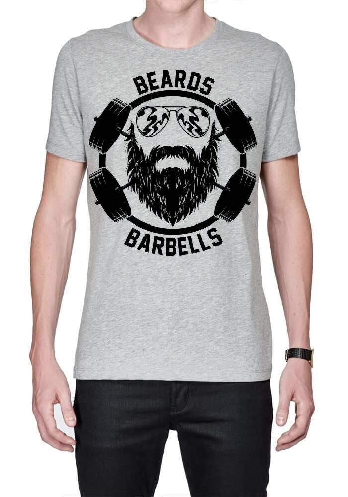 Beards Barbells Grey T-Shirt Hoodie, Sweatshirt | CoreVibeTees.com