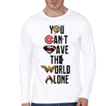 You Canâ€™t Save The World Alone Justice League White Full Sleeve T-Shirt Hoodie, Sweatshirt | CoreVibeTees.com