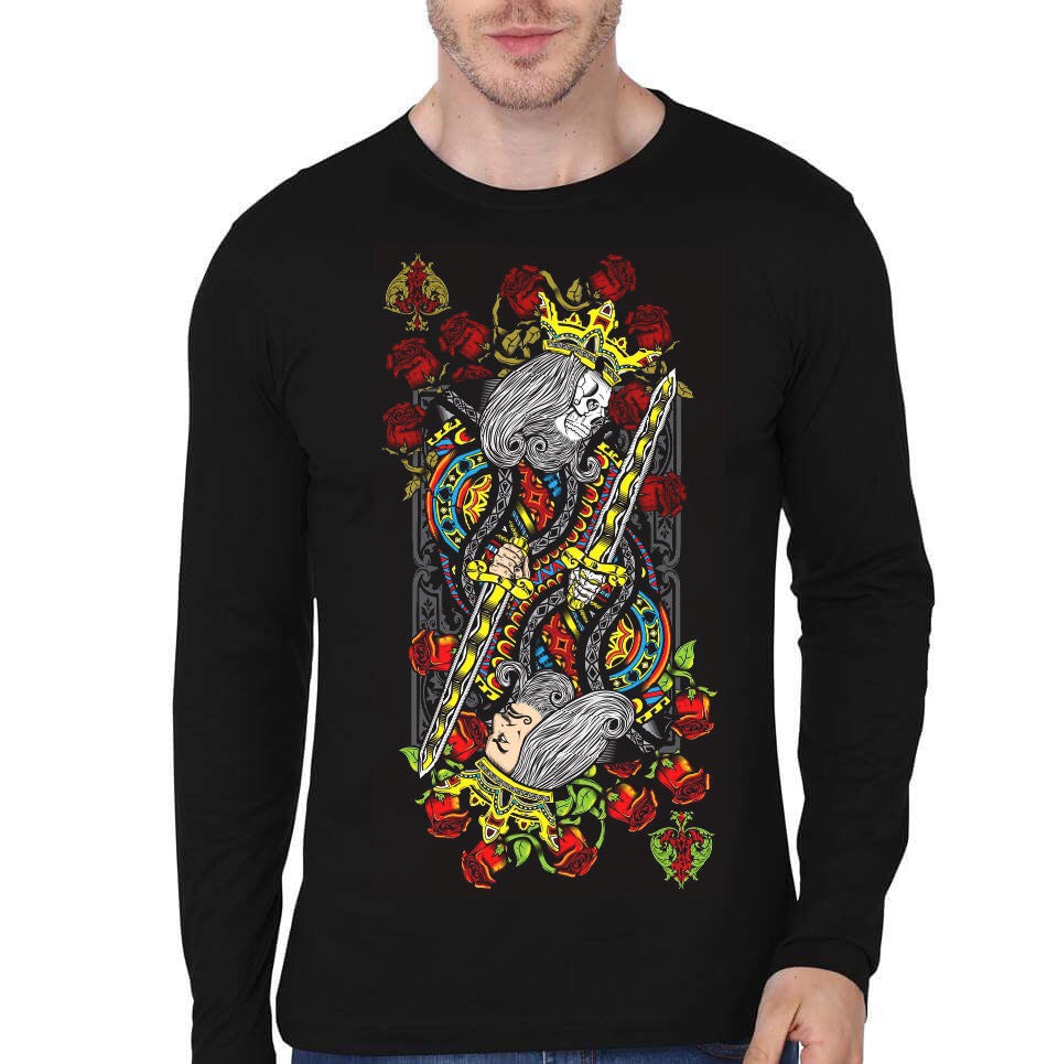 King Skull Card Black Full Sleeve T-Shirt Hoodie, Sweatshirt | CoreVibeTees.com
