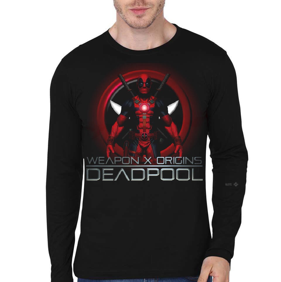 Deadpool Origin Black Full Sleeve T-Shirt Hoodie, Sweatshirt | CoreVibeTees.com