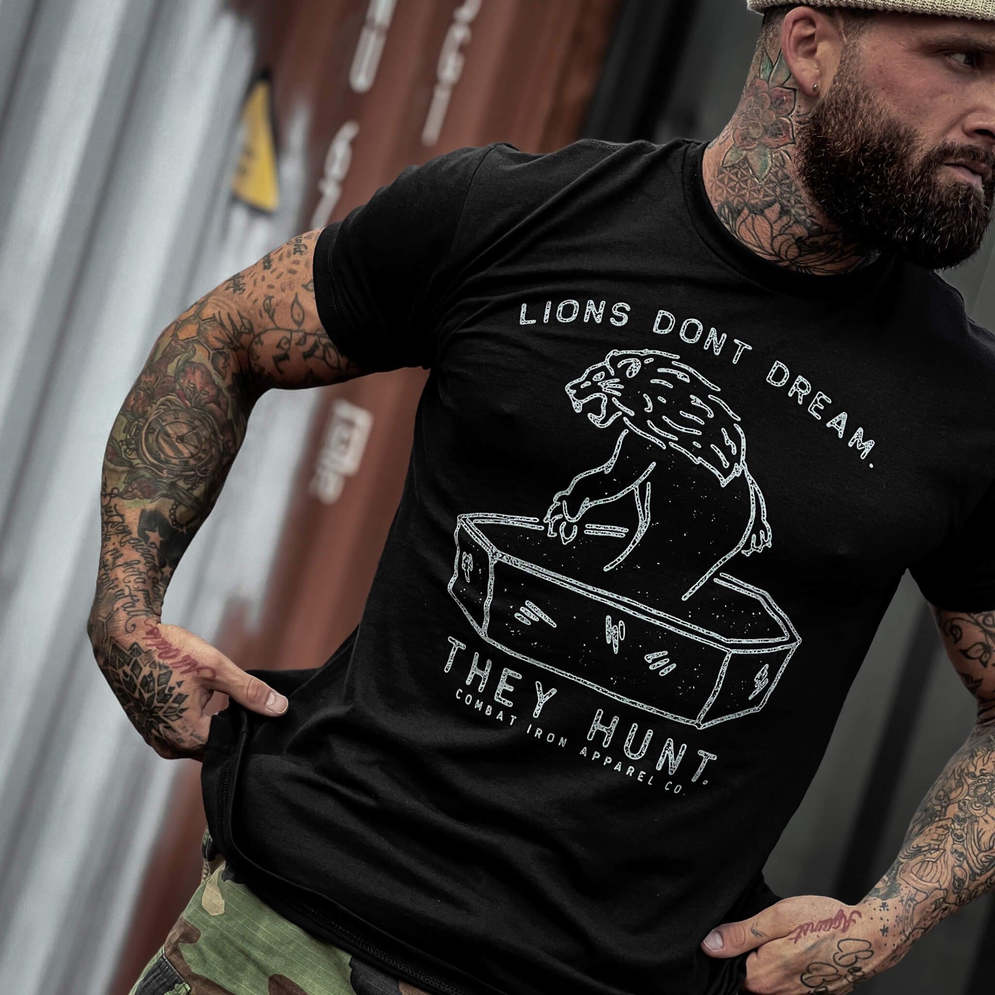 Lions Don't Dream. They Hunt. Men's T-Shirt Hoodie, Sweatshirt | CoreVibeTees.com (Image 3)