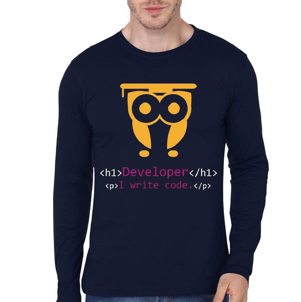 Developer I Write Code Navy Blue Full Sleeve T-Shirt Hoodie, Sweatshirt | CoreVibeTees.com