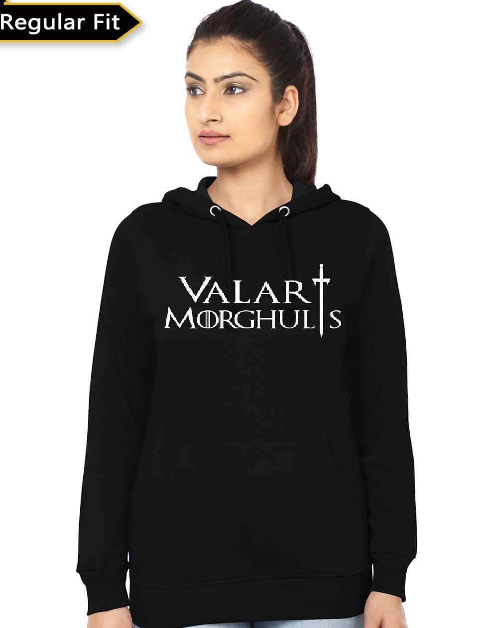 Valar Morghulis Womenâ€™s Black Hoodie T-Shirts, Sweatshirt | CoreVibeTees.com
