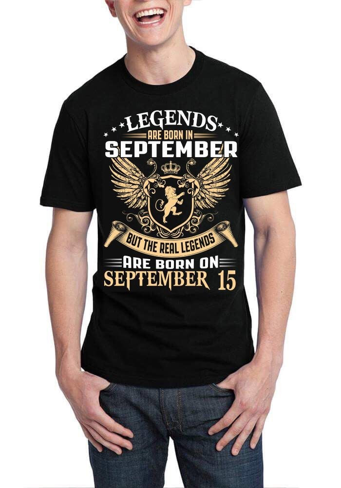 The Real Legends Are Born On September 15 Black T-Shirt Hoodie, Sweatshirt | CoreVibeTees.com