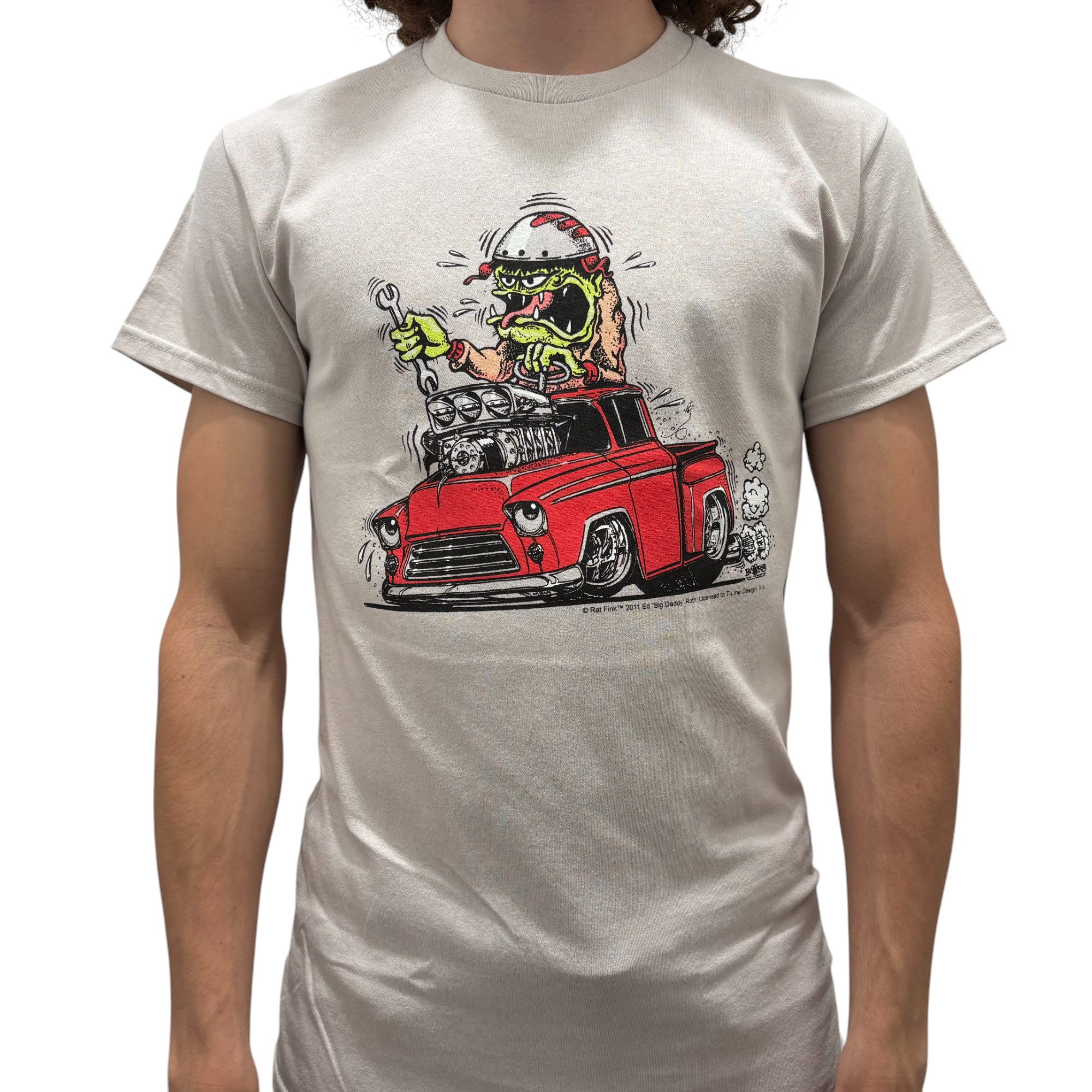 Rat Fink Red Truck Grey T-Shirt Hoodie, Sweatshirt | CoreVibeTees.com (Image 1)