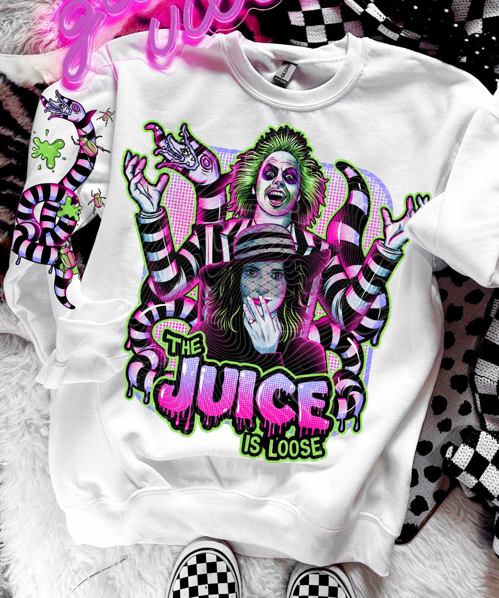 JUICE- FRONT & SLEEVE DESIGN CREWNECK SWEATSHIRT T-Shirts, Hoodie | CoreVibeTees.com (Image 1)