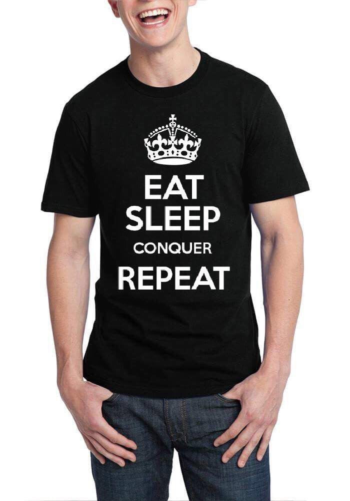 Eat Sleep Conquer Repeat Black T-Shirt Hoodie, Sweatshirt | CoreVibeTees.com