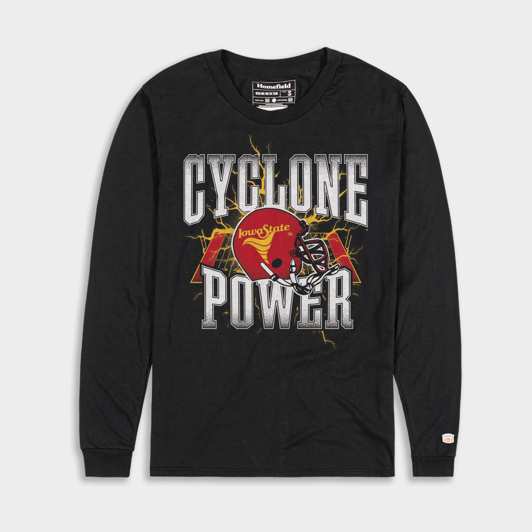 Iowa State Football "Cyclone Power" Helmet Long Sleeve Tee Style001 Hoodie, Sweatshirt | CoreVibeTees.com