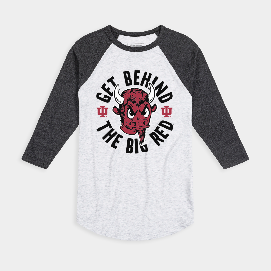 IU "Get Behind the Big Red" Bison Baseball Tee Style001 Hoodie, Sweatshirt | CoreVibeTees.com (Image 1)