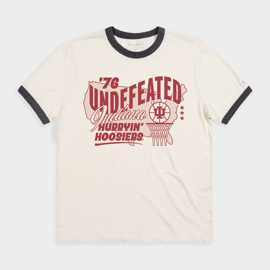 Indiana 1976 Undefeated "Hurryin' Hoosiers" Ringer Tee Style001 Hoodie, Sweatshirt | CoreVibeTees.com (Image 1)