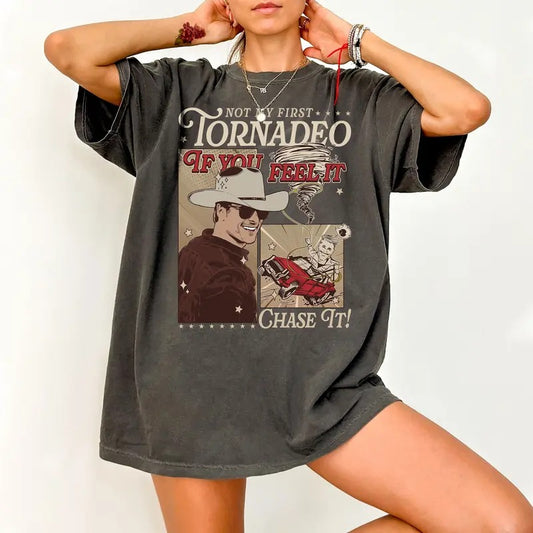 If You Feel It, Chase It Shirt, Vintage Glen Powell Shirt, Glen Cowboy, Twister 2024 Shirt, Not My First Tornadeo, Retro Movie Tee