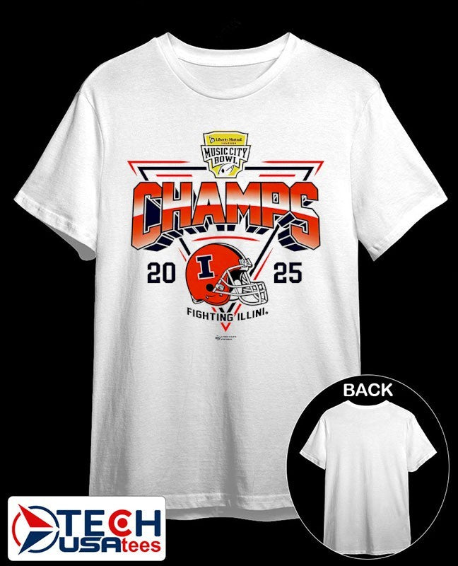 Illinois Fighting Illini 2025 Music City Bowl Champs helmet shirt