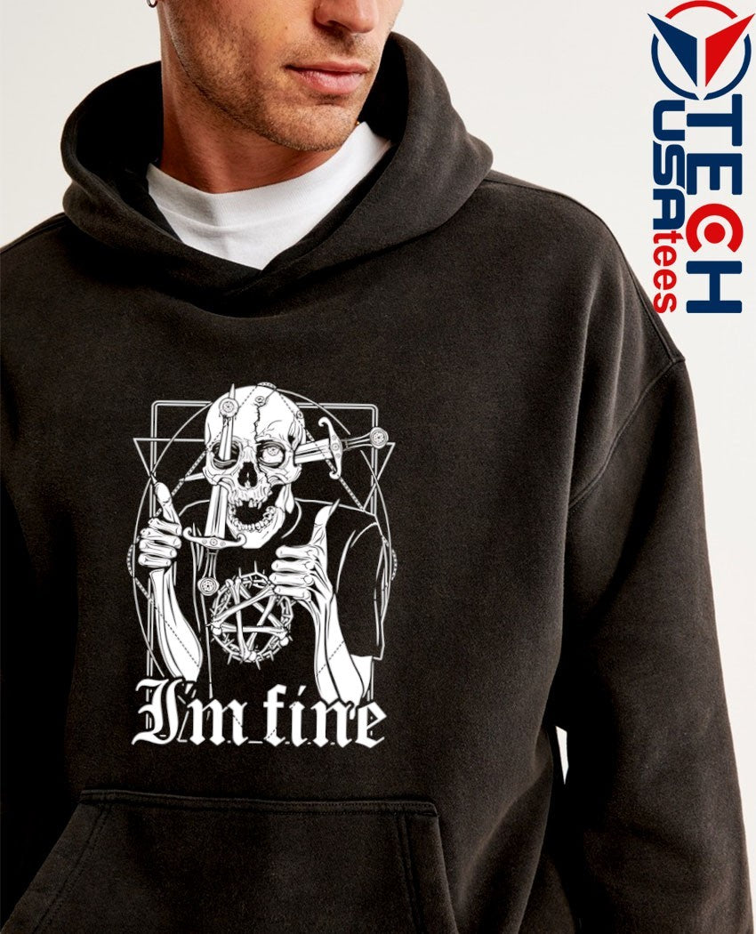 I’m fine skeleton knife shirt