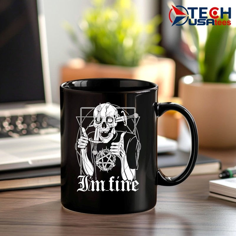 I’m fine skeleton knife shirt