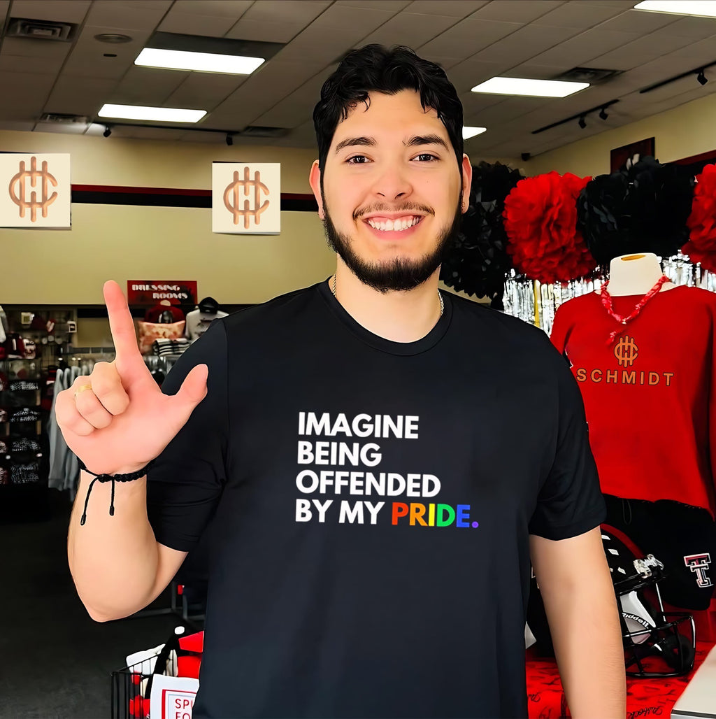 Imagine bering offended by my pride rainbow text shirt