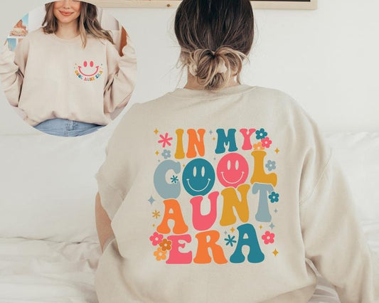 In My Cool Aunt Era Sweatshirt, Aunt Smiley Face Hoodie, In My Auntie Era Shirt, Retro Aunt Sweatshirt, Mother's Day Gift For Aunt Sweatshirt, Funny Aunt Sweater, Auntie Shirt