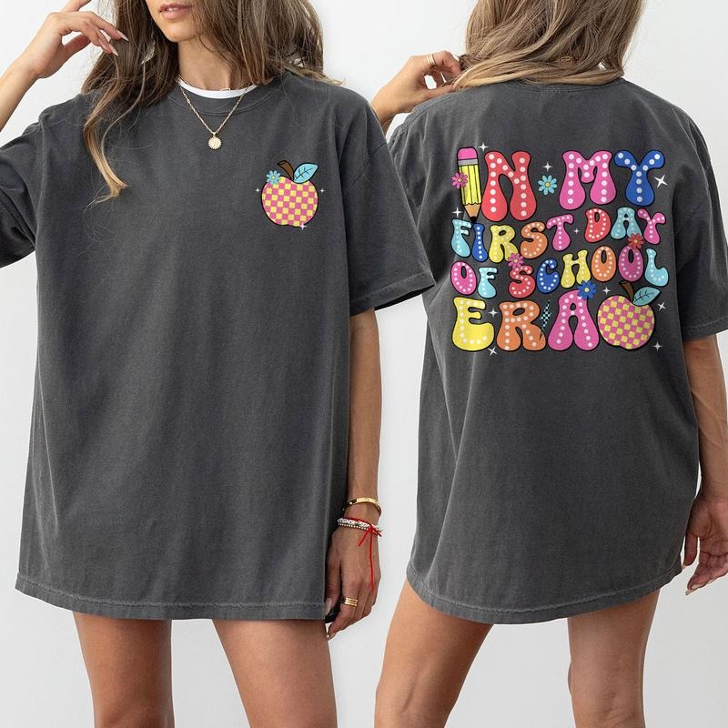 In My First Day Of School Era Shirt, Teacher Comfort T-Shirt, Teacher Back To School Tee, First Day Of School Shirt, Funny Teacher T-Shirt, Retro Back To School Outfit, Teacher Team, Kindergarten Teacher, First Grade Shirt, Teacher Women Top