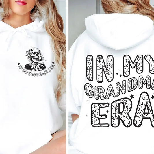 In My Grandma Era Hoodie Baby Announcement Shirt For Grandmother Skeleton Themed Sweatshirt Trendy Floral New Grandma Gift E7697 TK43GD