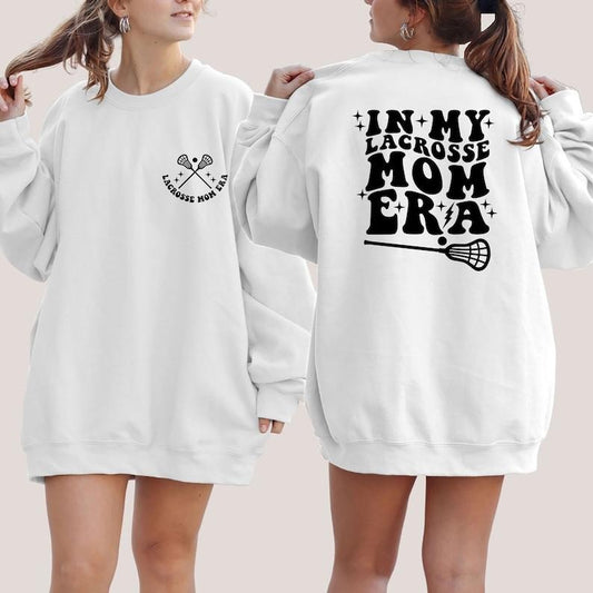 In My Lacrosse Mom Era Sweatshirt, LAX Mama Sweater, Retro Game Day Crewneck, Proud Lacrosse Mom Shirt, Team Mom Gift, Goalkeeper Mom  T-shirt, sweater and Hoodie Cotton
