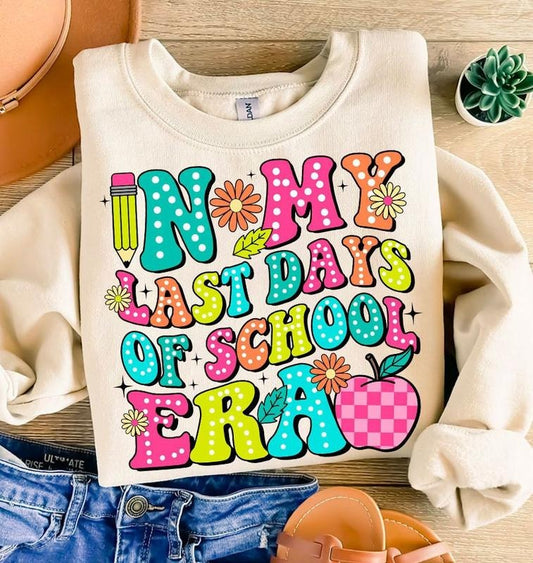 In My Last Day Of School Era Png School's Out For Summer Png Last Day Of School Png Retro Smiley Face Png Custom Teacher Png Cotton Sleeve Cotton Sleeve