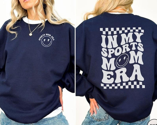 In My Sports Mom Era Sweatshirt, Retro Mom Life Sweater, Funny Game Day Crewneck, Team Mom Gift, Checkered Sports Mama Shirt, Trendy Mom  T-shirt, sweater and Hoodie