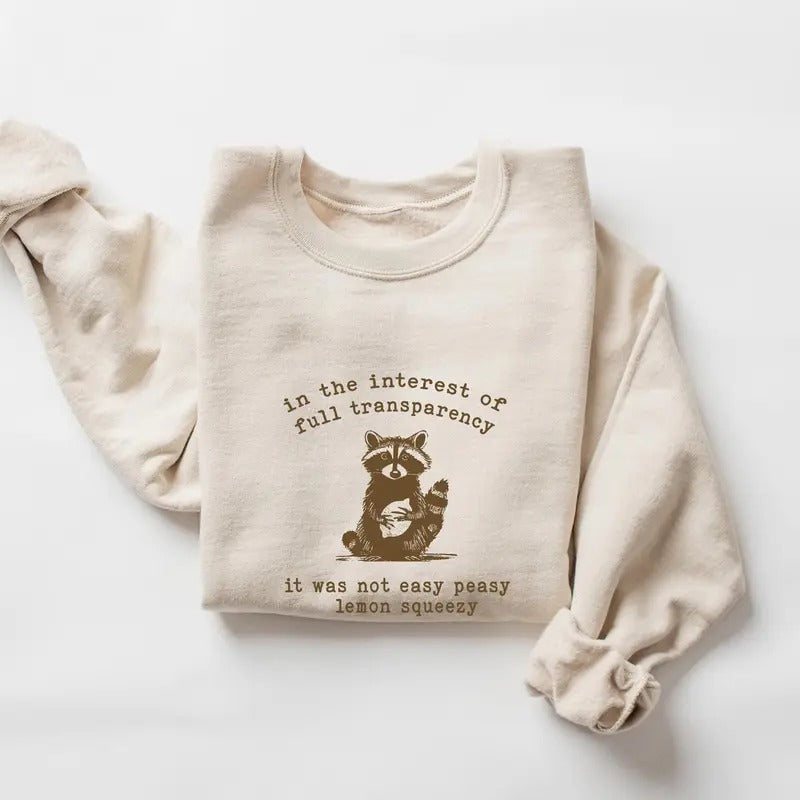 In The Interest Of Full Transparency Sweatshirt, Funny Raccoon Sweater, Retro 90s Raccoon Shirt, Sarcastic Sweatshirt, Funny Gift