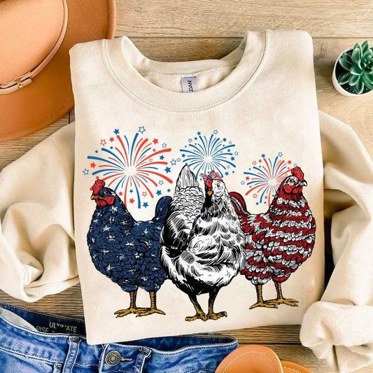 Independence Day, Patriotic USA Chicken, Retro American 4th Of July, Patriotic, Retro American  T-shirt, sweater and Hoodie