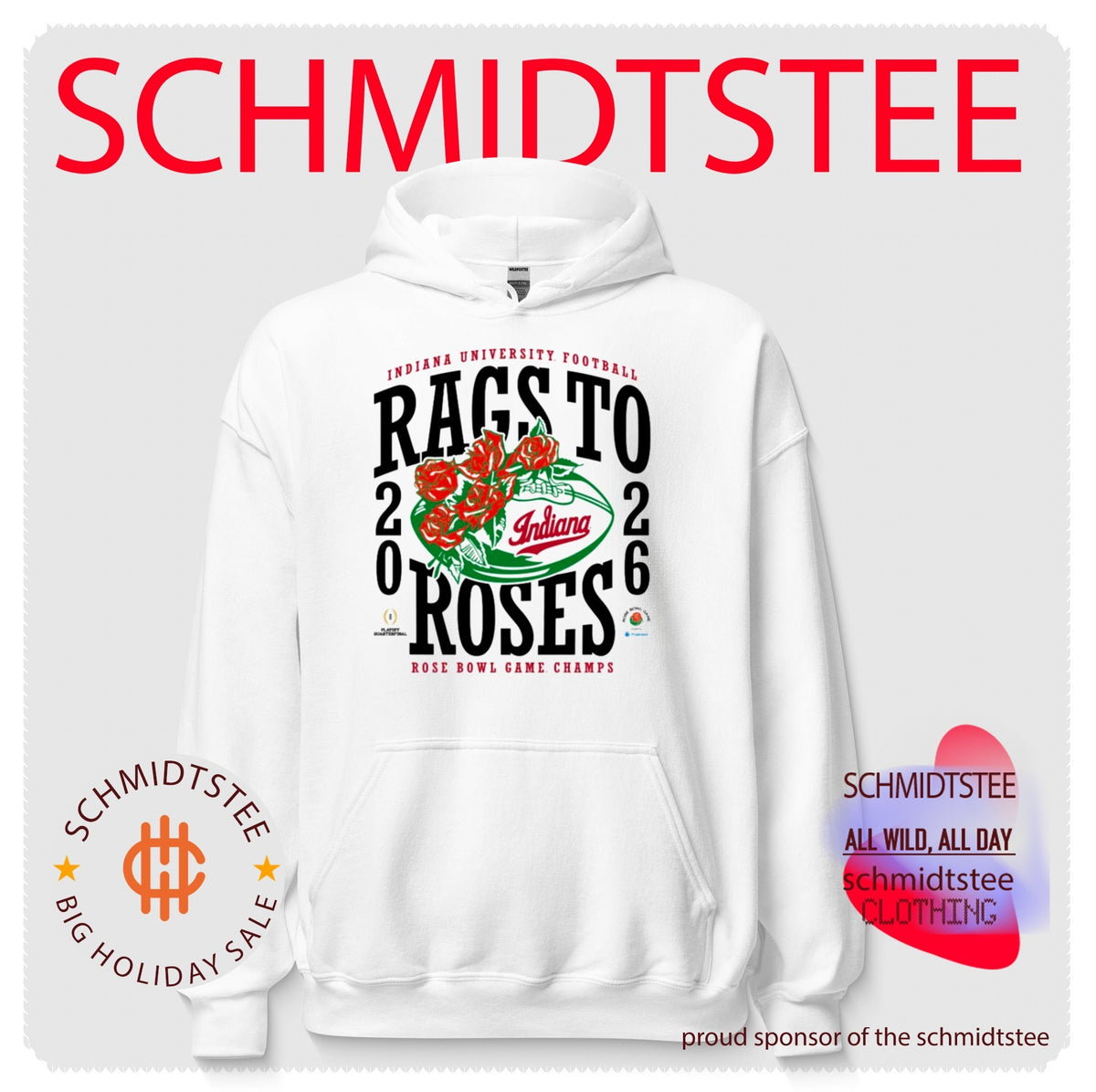 Indiana University Football Rags to Roses 2026 Rose Bowl Game Champs shirt
