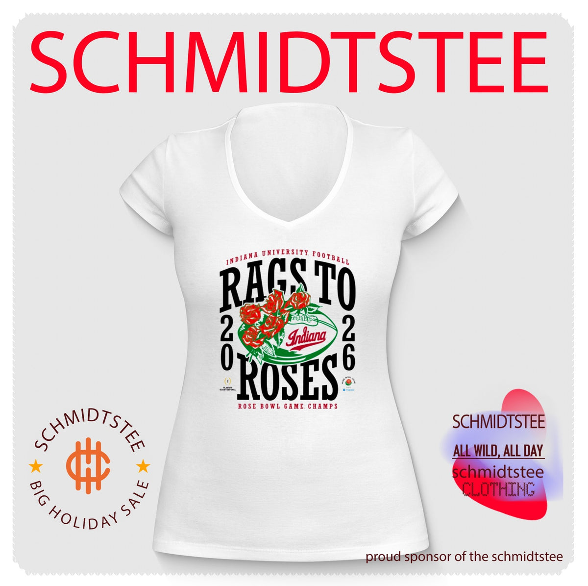 Indiana University Football Rags to Roses 2026 Rose Bowl Game Champs shirt