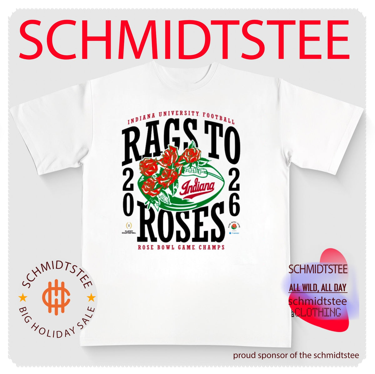 Indiana University Football Rags to Roses 2026 Rose Bowl Game Champs shirt