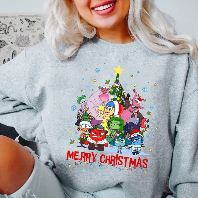 Inside Out 2 Characters Christmas Sweatshirt, Hoodie, Today I Feel Christmas Light, Emotions Friends Xmas Tshirt, Merry ChristmasGift