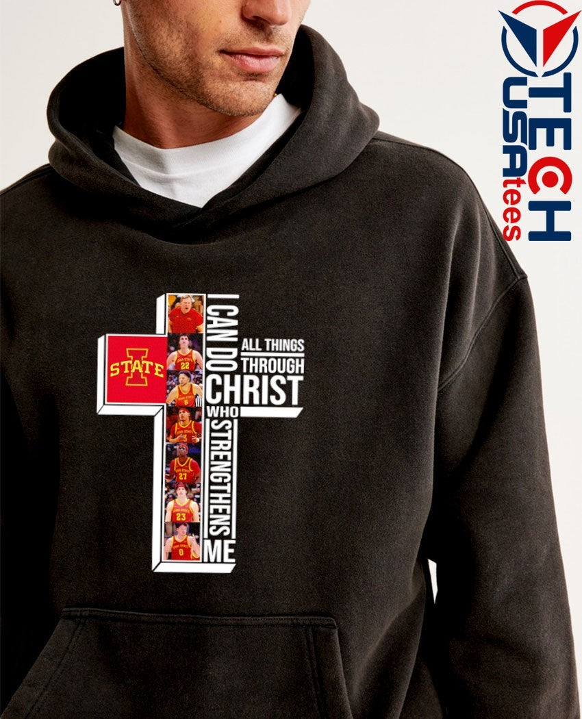 Iowa State Cyclones players cross I can do all things through Christ who strengthens me shirt
