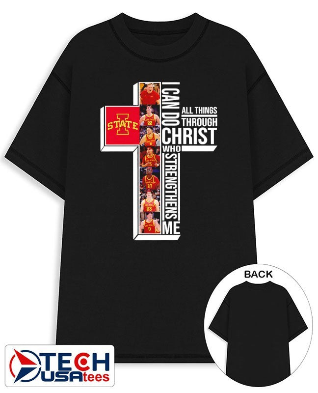 Iowa State Cyclones players cross I can do all things through Christ who strengthens me shirt