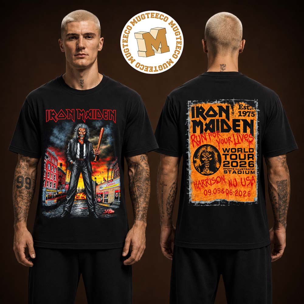 Iron Maiden Harrison USA Run For Your Lives World Tour 2026 Merch Tee At Sports Illustrated Stadium On September 5 And 6 Two Sided Unisex T Shirt