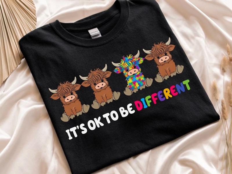 It's Ok To Be Different Shirt, Autism Awareness Sweatshirt, Different Cow T-Shirt, Motivational Shirt, Be Yourself T-Shirt, Positivity Vibe Sweater