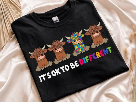 It's Ok To Be Different Shirt, Autism Awareness Sweatshirt, Different Cow T-Shirt, Motivational Shirt, Be Yourself T-Shirt, Positivity Vibe Sweater