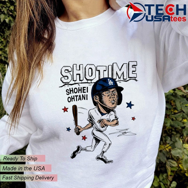 It’s Shotime Shohei Ohtani Los Angeles Dodgers superstar caricature signature shirt