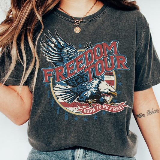 JULY 4TH SHIRT, FREEDOM TOUR 1 SHIRT, 4TH OF JULY MEN SHIRT, UNISEX COTTON SHIRT, OVERSIZED HOLIDAY SUMMER SHIRT Fabric Menswear Top Ring Comfort Womenswear