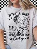 JUST A GIRL WHO LOVES HER CORGI TEE Hoodie, Sweatshirt | CoreVibeTees.com (Image 1)