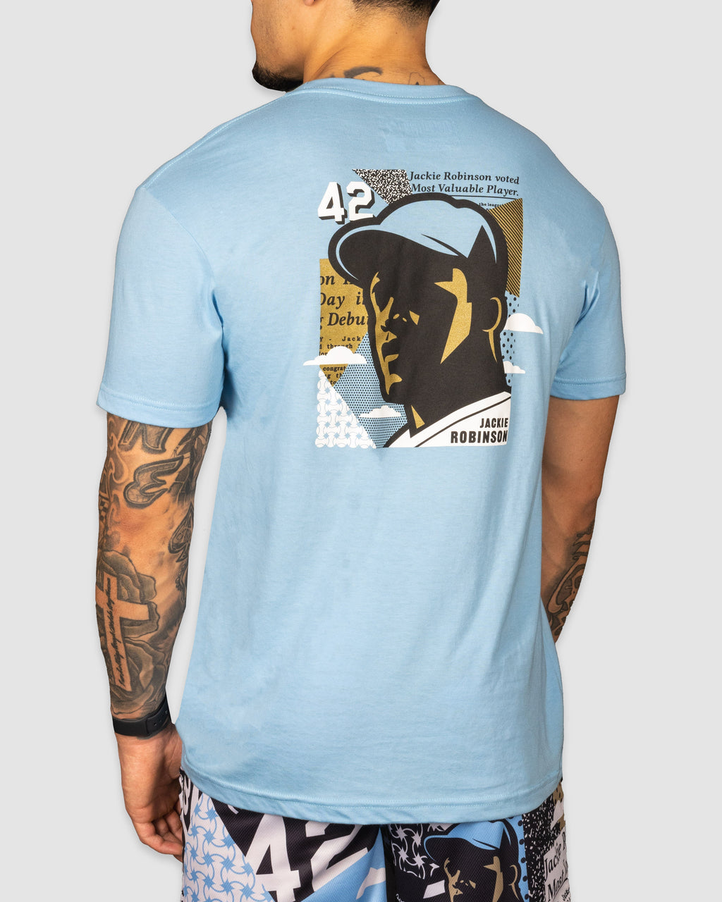 Jackie Robinson Front Page T-Shirt Light Blue Hoodie, Sweatshirt | CoreVibeTees.com (Image 3)