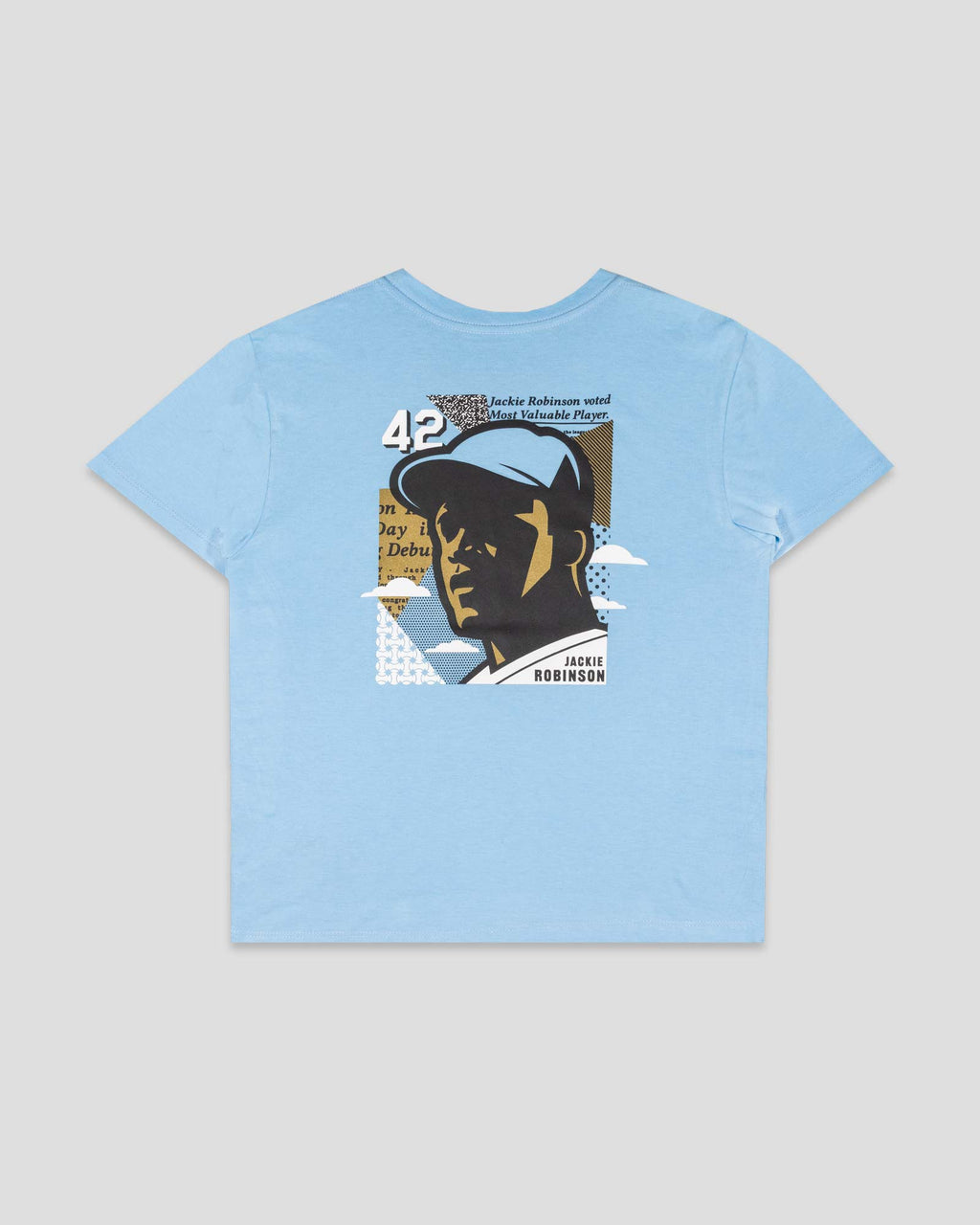 Jackie Robinson Front Page T-Shirt (Light Blue) - Youth Hoodie, Sweatshirt | CoreVibeTees.com (Image 1)