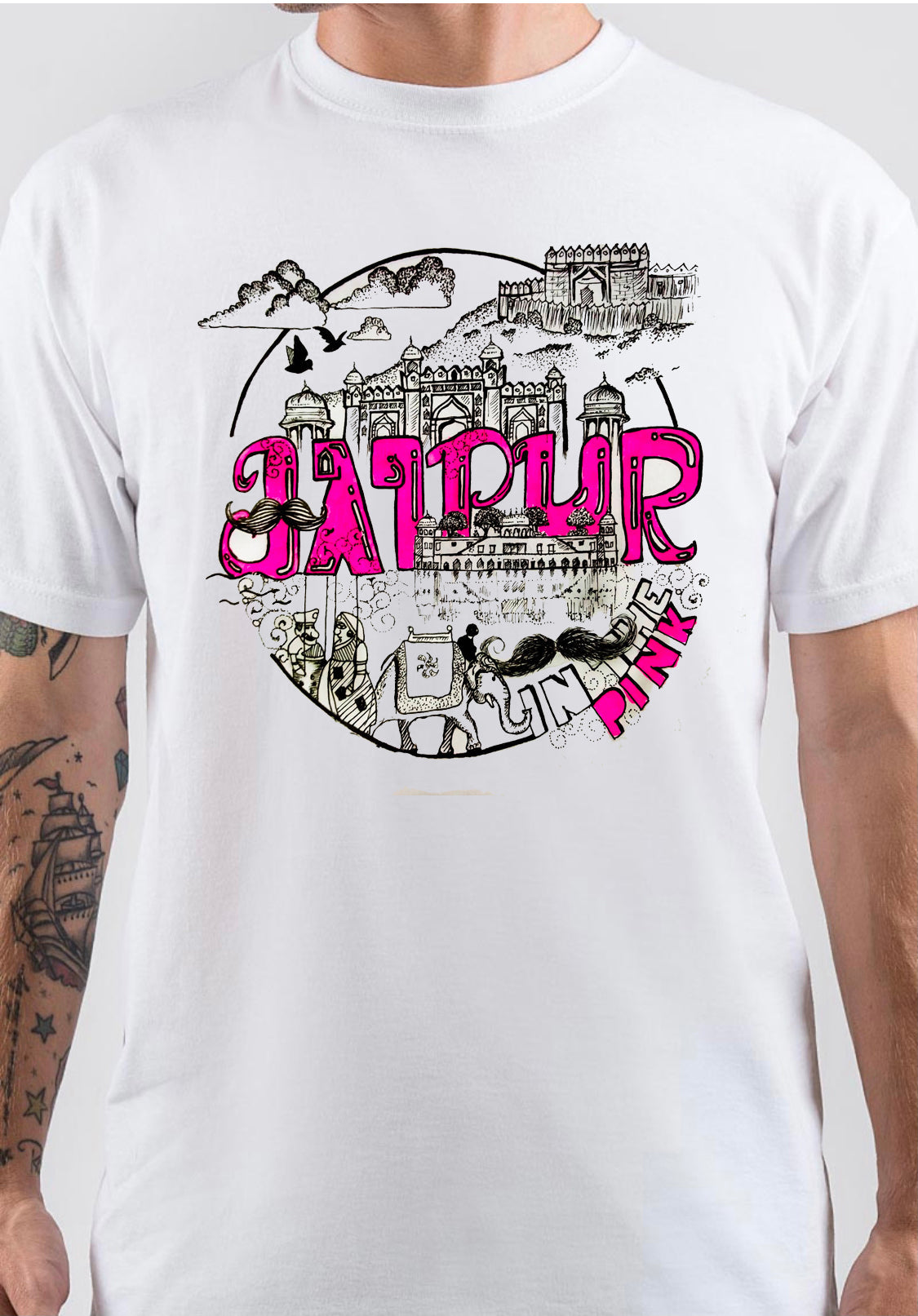 Jaipur White T-Shirt Hoodie, Sweatshirt | CoreVibeTees.com