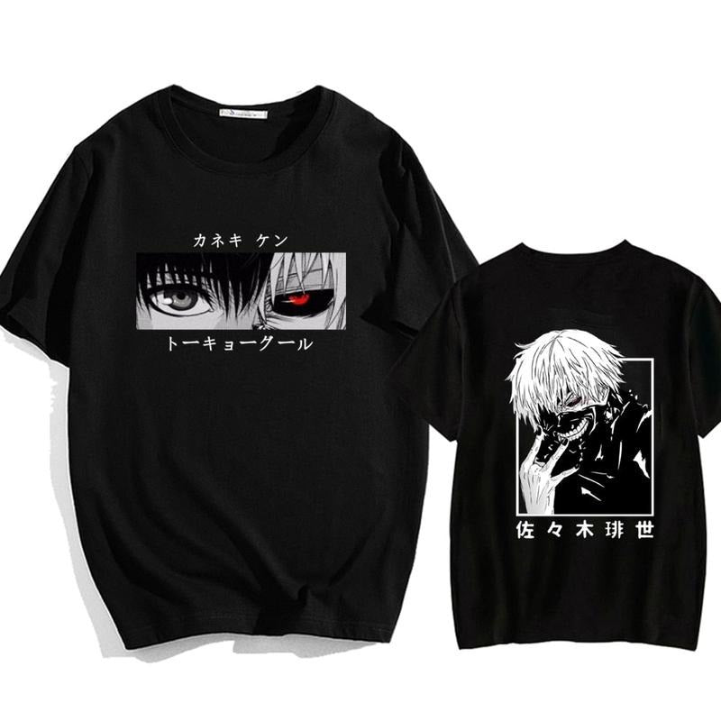 Japanese Anime Kaneki Ken Shirt T Ghoul T-shirt Men Kawaii Manga Graphic Tees Fashion T-shirts Cotton T-shirt Menswear Top