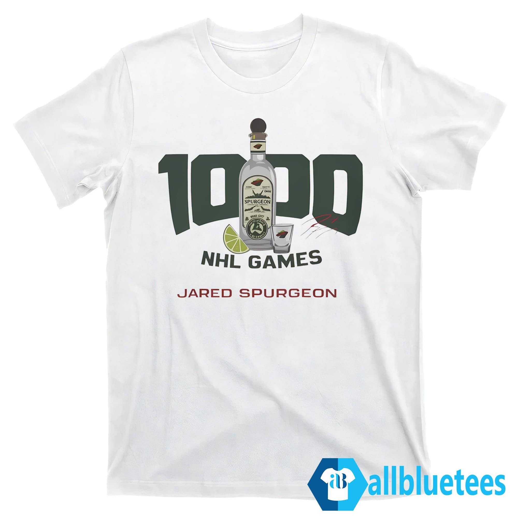 Jared Spurgeon 1000 Games Shirt